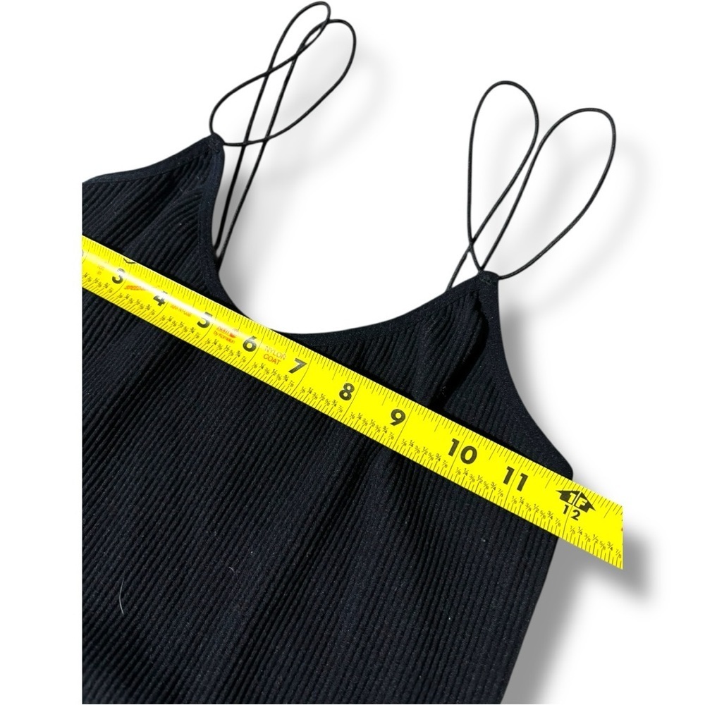 Zara Charcoal Scoop Neck Ribbed Skinny Double Strap Cropped  Camisole Top - Picture 13 of 13